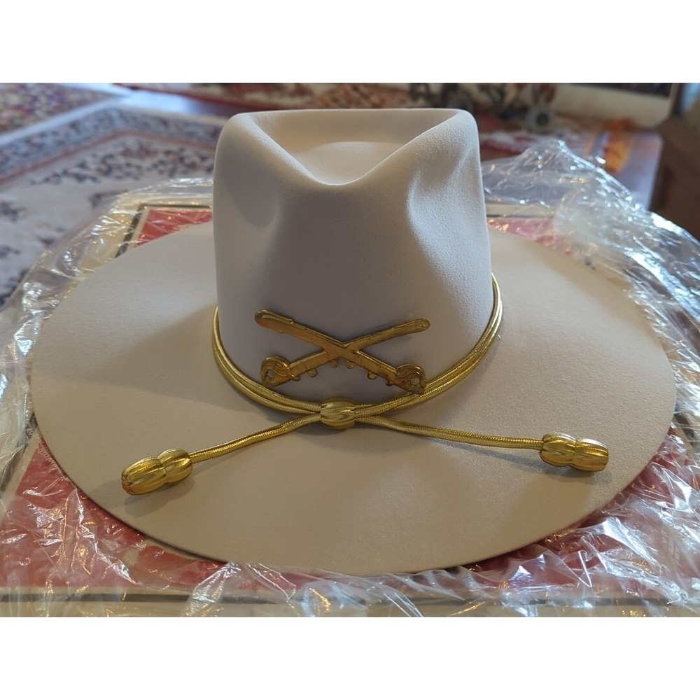 Bailey 6X Beaver Felt Hat Pinched 4" Brim Calgary Hatband & Insignia Size 7 1/8